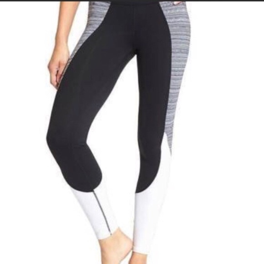 Black, grey and white accent leggings